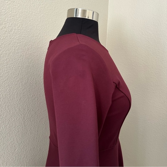 NWOT Lulu's Cumulonimbus Clouds Skater Burgundy Scalloped Hem Mini Dress Size M - Picture 7 of 14